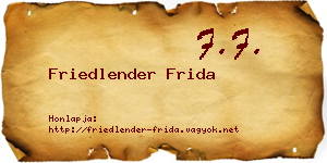 Friedlender Frida névjegykártya